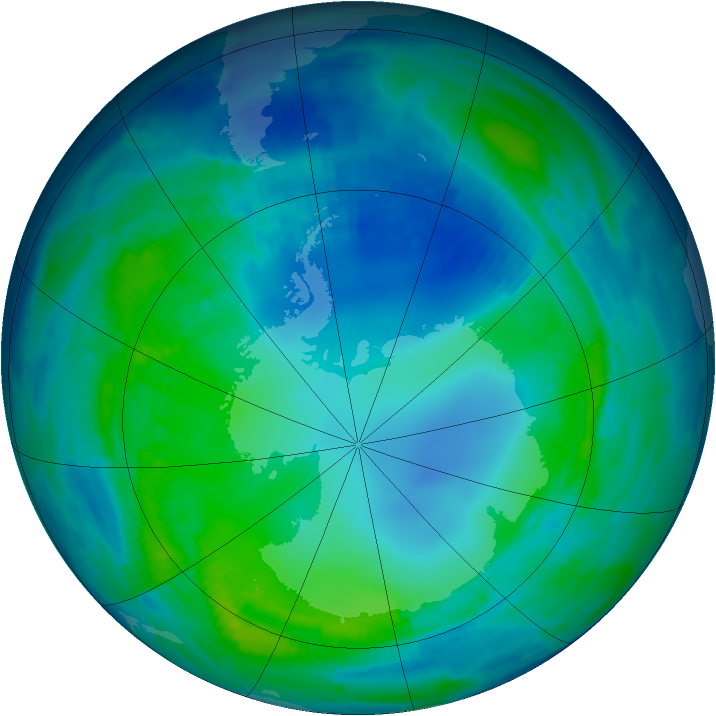 Antarctic ozone map for 12 May 1997